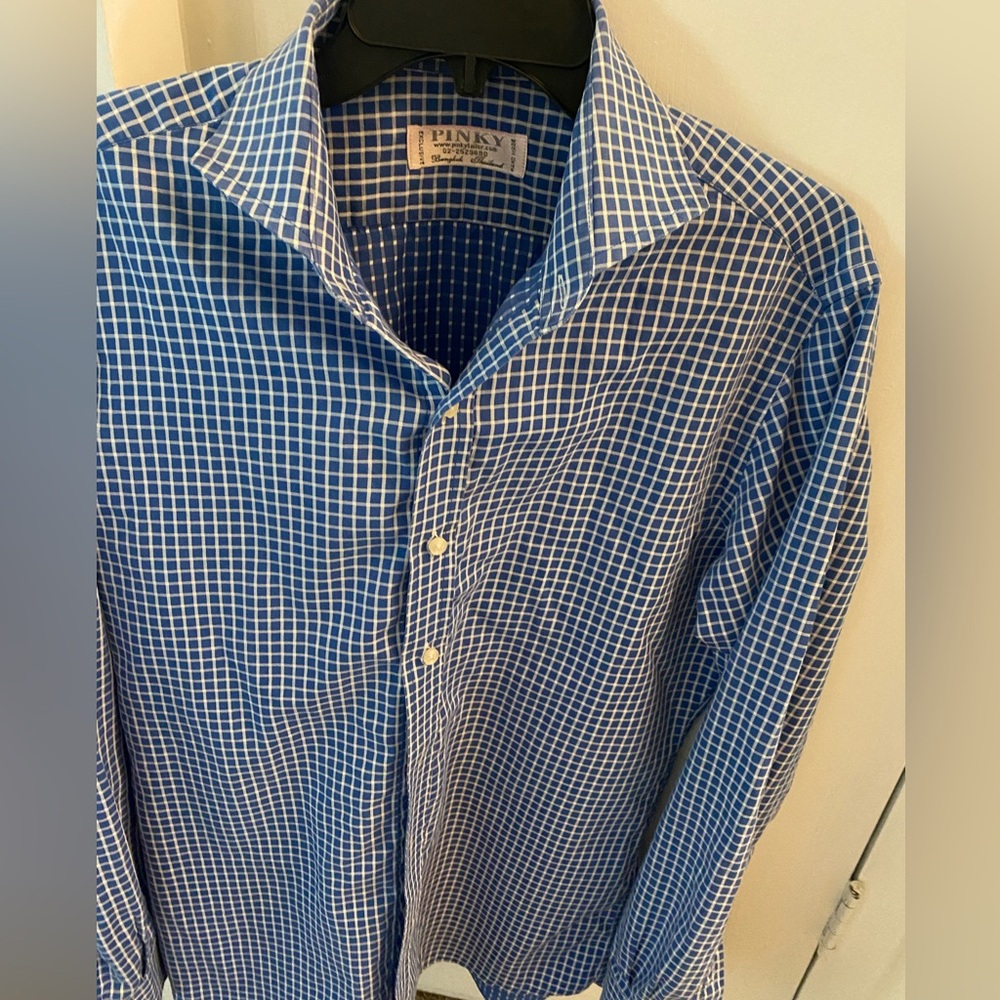 Men’s Long Sleeve Blue Button Down Collared Shirt Large